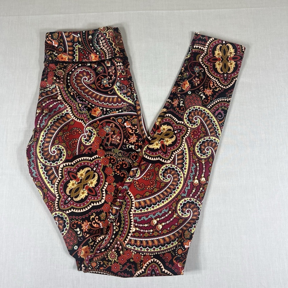 KiraGrace Womens XS Paisley Yoga Leggings Multicolor Stretch Activewear USA